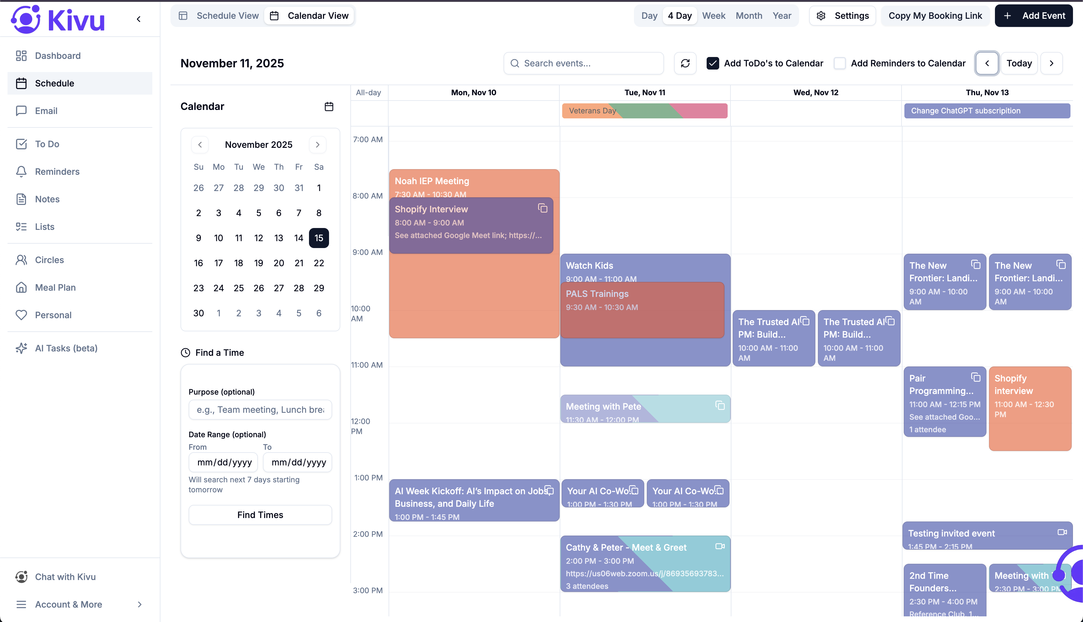 Unified calendar view